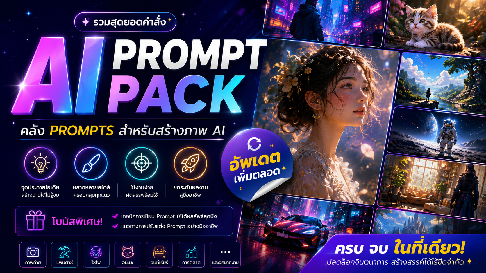 AI Prompt Pack — คลัง Prompts สำหรับสร้างภาพ AI