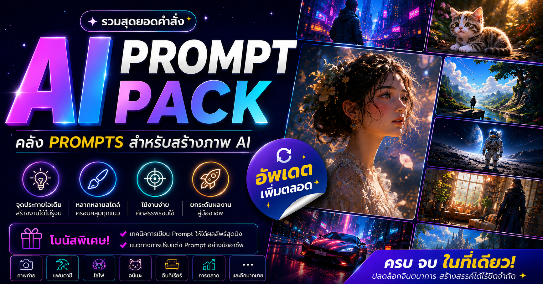 AI Image Prompt Pack — คลัง Prompts สำหรับสร้างภาพ AI